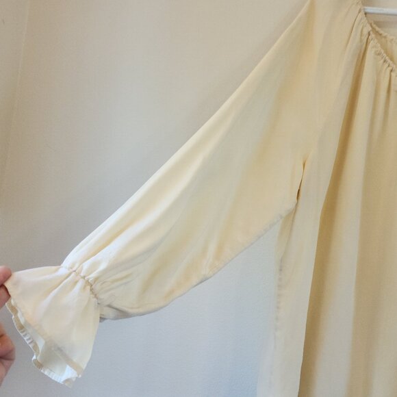 Josephine Chaus Ivory 100% Silk Scoop Neck Blouse Flutter Sz 18 Semi Sheer - Picture 6 of 14